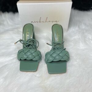 Misbehave Women's Green Braided Heels